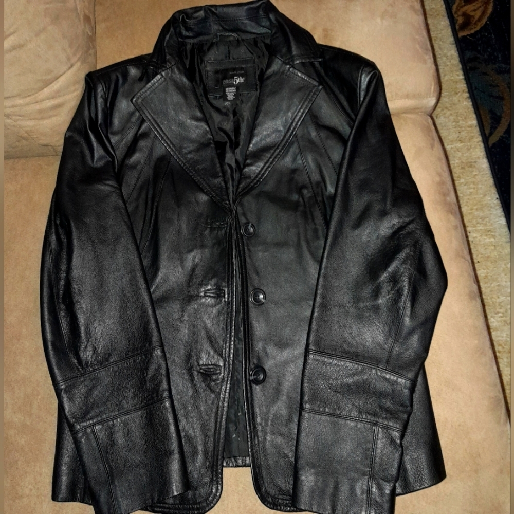 East 5th Blk Leather Coat